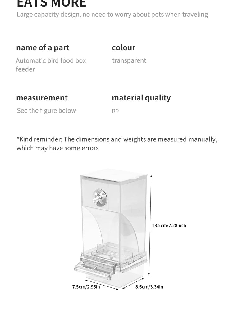 Spill-Proof Automatic Bird Feeder — Splash-Proof Outdoor Feeder for Parrots & Birds Spill-Proof Automatic Bird Feeder — Splash-Proof Outdoor Feeder for Parrots & Birds