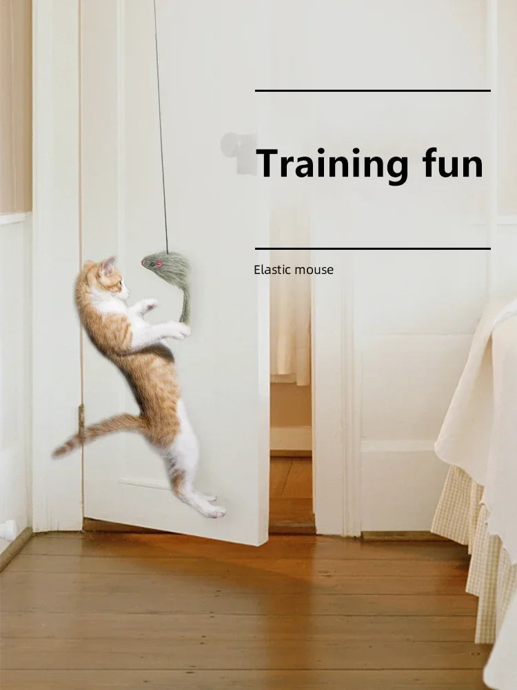 Retractable Hanging Cat Toy with Simulated Mouse, Interactive Door Teaser Retractable Hanging Cat Toy with Simulated Mouse, Interactive Door Teaser