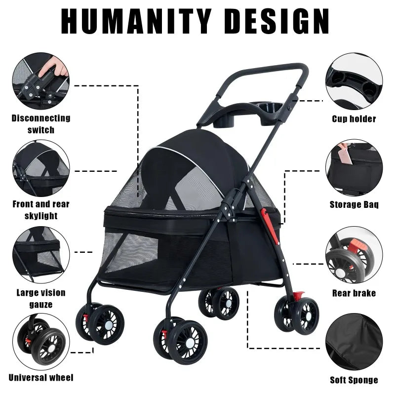 Lightweight Foldable Pet Stroller for Small Dogs, Cats & Puppies, Outdoor Travel Carrier Lightweight Foldable Pet Stroller for Small Dogs, Cats & Puppies, Outdoor Travel Carrier