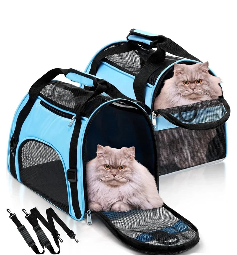 Portable Foldable Cat & Dog Carrier Bag, Mesh Breathable Travel Handbag for Pets Portable Foldable Cat & Dog Carrier Bag, Mesh Breathable Travel Handbag for Pets
