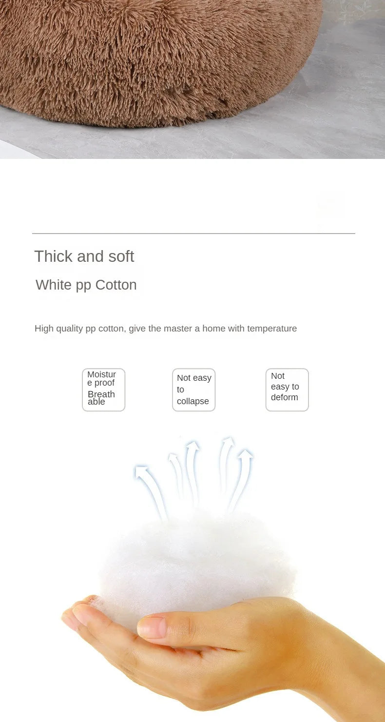 Plush Round Pet Nest Bed for Cats and Small Dogs Plush Round Pet Nest Bed for Cats and Small Dogs