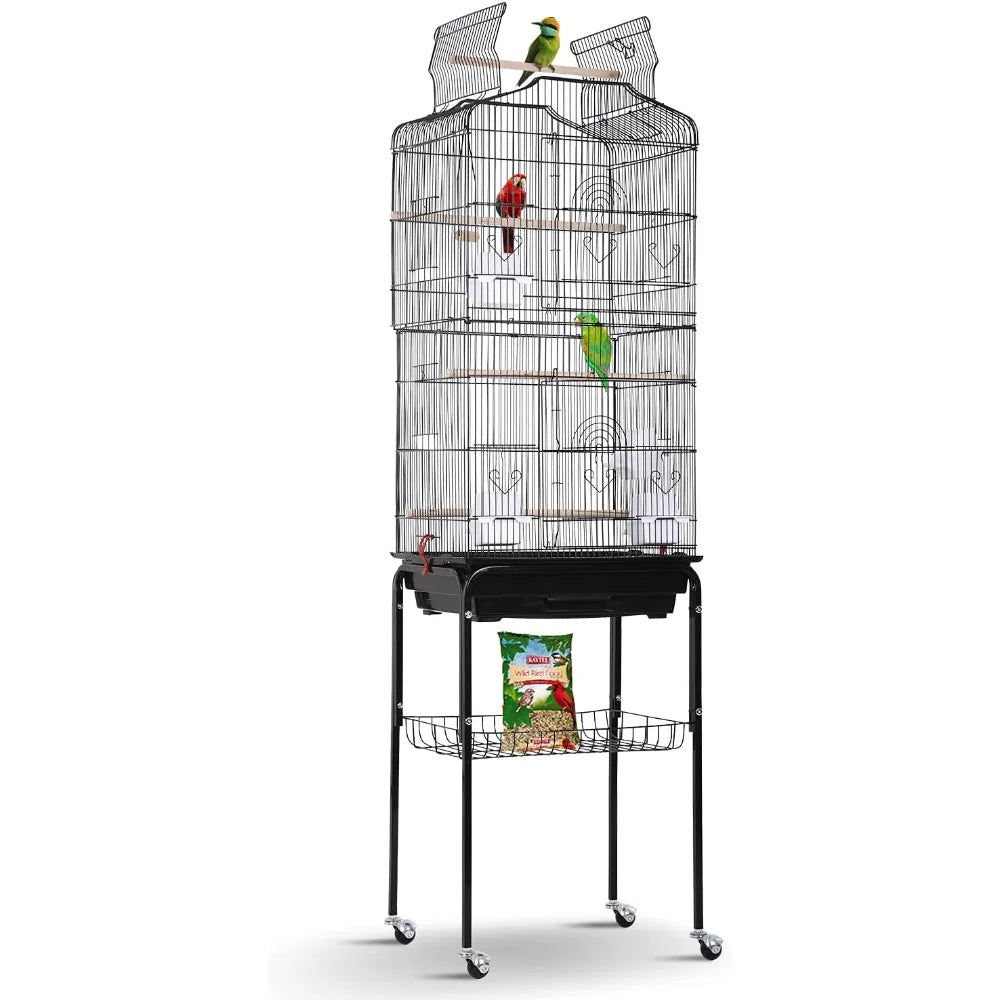 Open Top Bird Cage with Detachable Rolling Stand for Parrots Open Top Bird Cage with Detachable Rolling Stand for Parrots