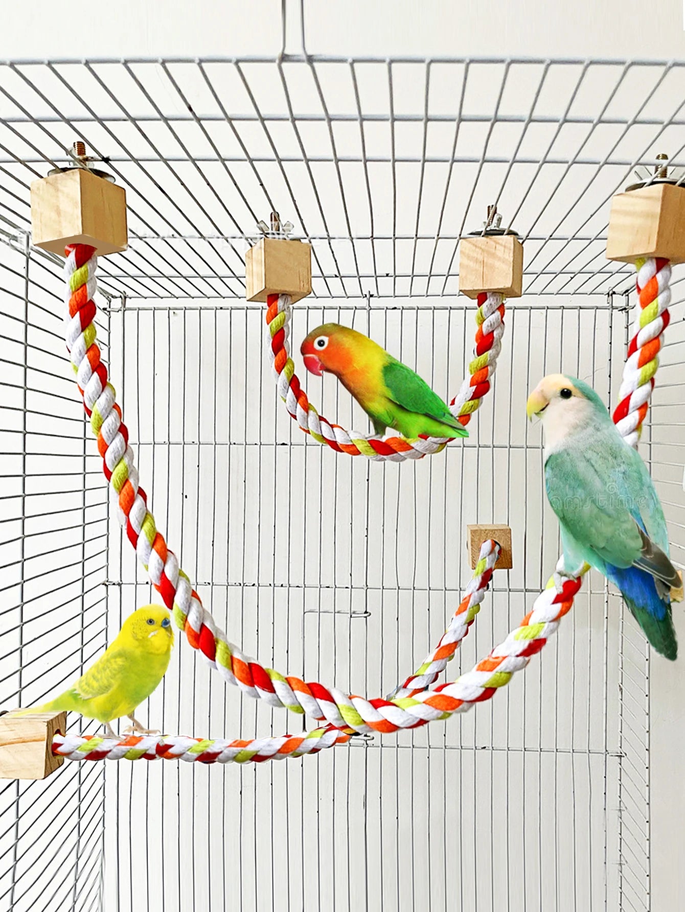 Colorful Cotton Rope Climbing & Swing Toy for Parrots — Sturdy Cage Bite & Play Accessory Colorful Cotton Rope Climbing & Swing Toy for Parrots — Sturdy Cage Bite & Play Accessory