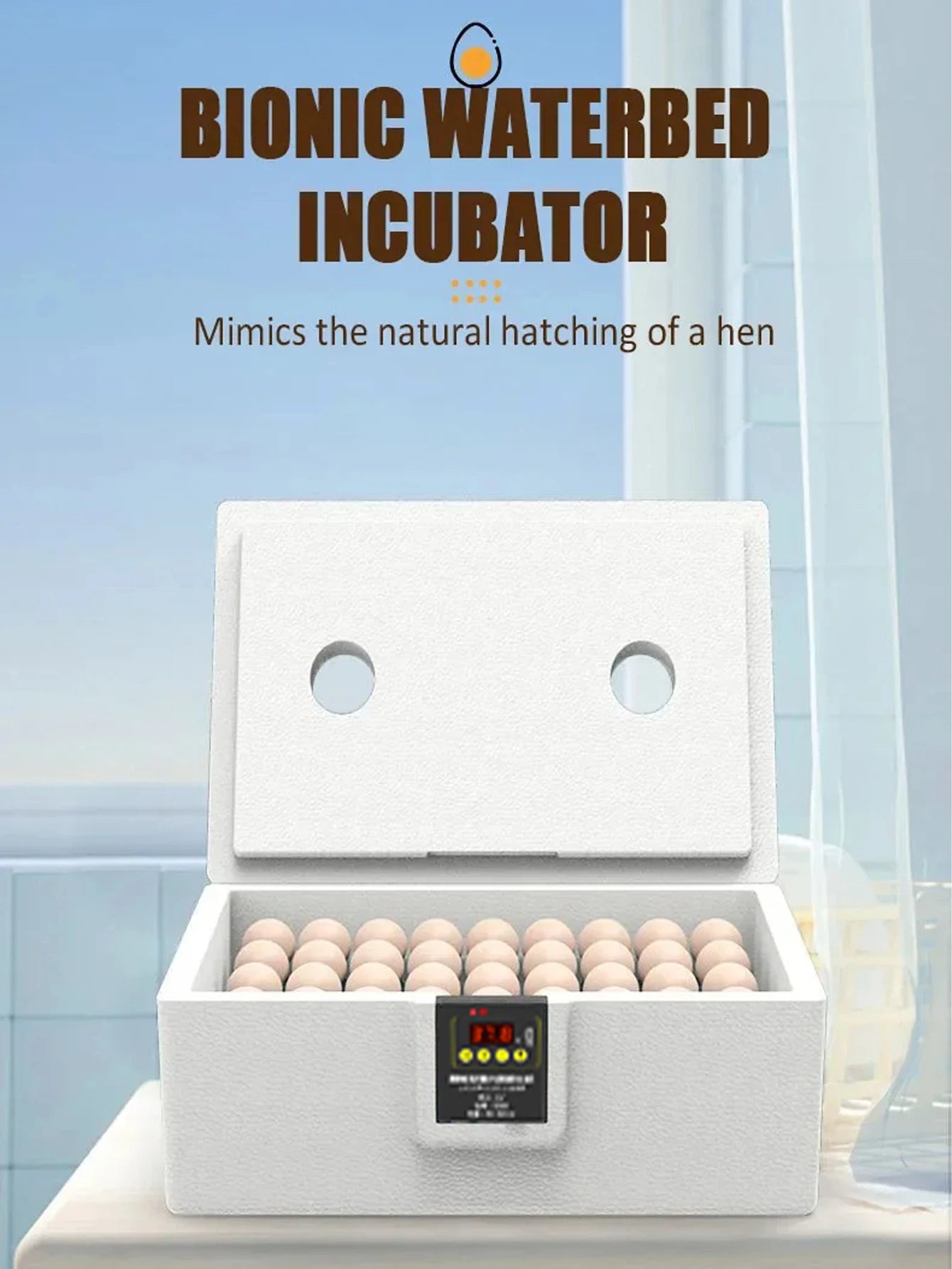 USB Poultry Incubator with Thermostat, Manual Turn, Bionic Waterbed & Egg Candler USB Poultry Incubator with Thermostat, Manual Turn, Bionic Waterbed & Egg Candler