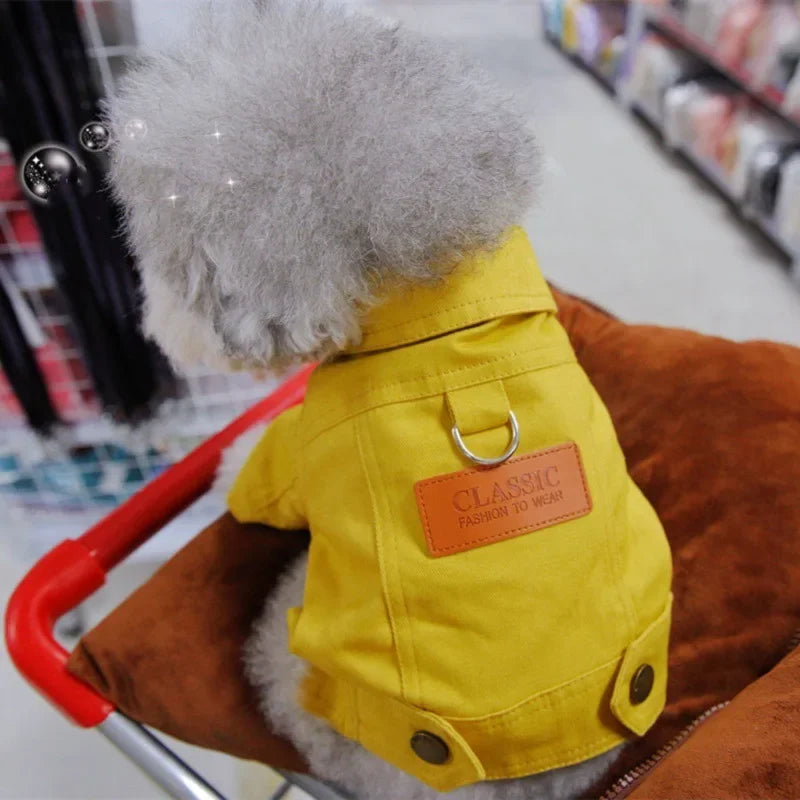 Dog Denim Jacket with Leash Ring, Spring & Summer Outfit for Small and Medium Dogs Dog Denim Jacket with Leash Ring, Spring & Summer Outfit for Small and Medium Dogs