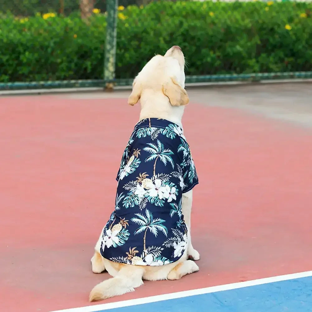 Hawaiian Style Summer T-Shirt for Medium & Large Dogs, XL–5XL Printed Pet Shirt Hawaiian Style Summer T-Shirt for Medium & Large Dogs, XL–5XL Printed Pet Shirt