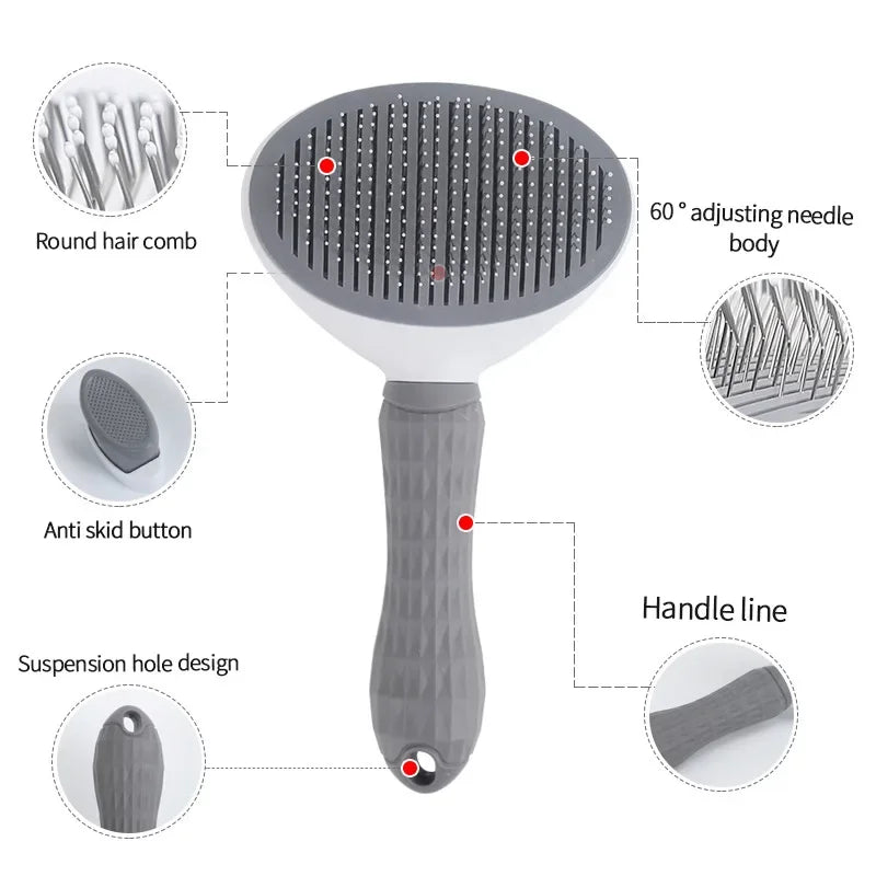 Pet Grooming Brush for Dogs & Cats, Stainless Steel Comb for Long Hair and Shedding Care Pet Grooming Brush for Dogs & Cats, Stainless Steel Comb for Long Hair and Shedding Care
