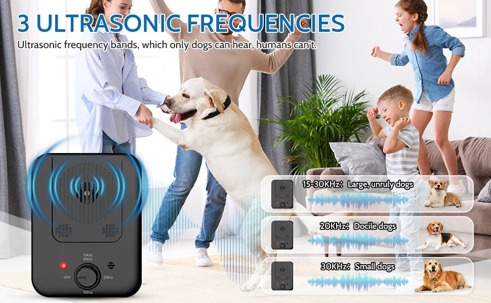 Rechargeable Ultrasonic Anti-Barking Device with 3 Modes for Indoor & Outdoor Use Rechargeable Ultrasonic Anti-Barking Device with 3 Modes for Indoor & Outdoor Use