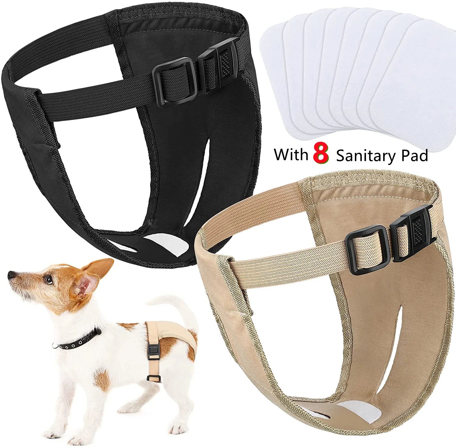 Female Dog Washable Diaper Pants with 8 Sanitary Pads, Anti-Harass Physiological Nappies Female Dog Washable Diaper Pants with 8 Sanitary Pads, Anti-Harass Physiological Nappies
