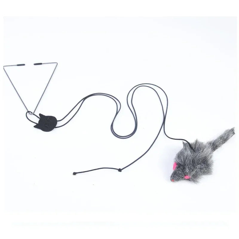 Retractable Hanging Cat Toy with Simulated Mouse, Interactive Door Teaser Retractable Hanging Cat Toy with Simulated Mouse, Interactive Door Teaser