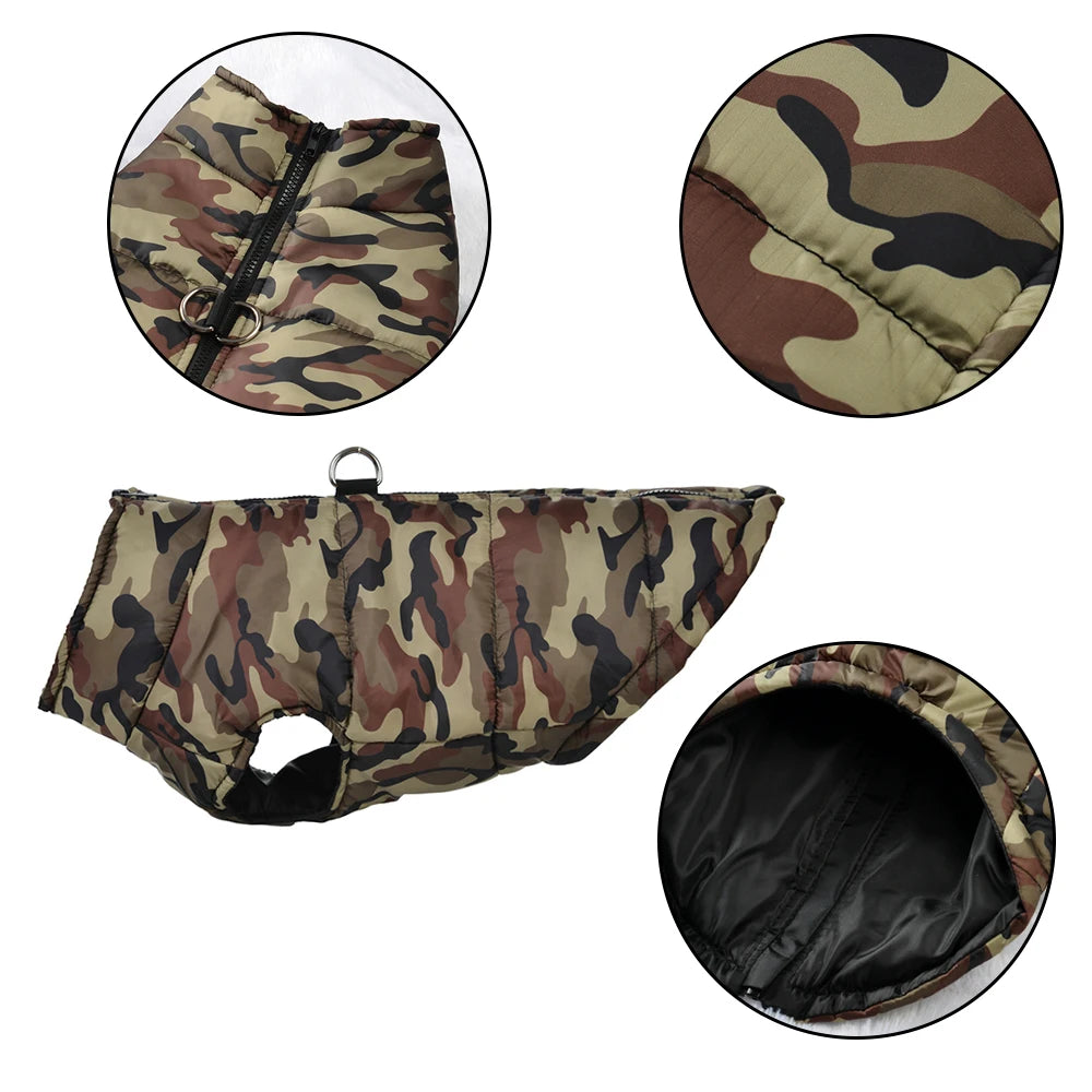 Waterproof Winter Dog Coat, Camouflage Warm Jacket for Large Dogs & Puppies Waterproof Winter Dog Coat, Camouflage Warm Jacket for Large Dogs & Puppies