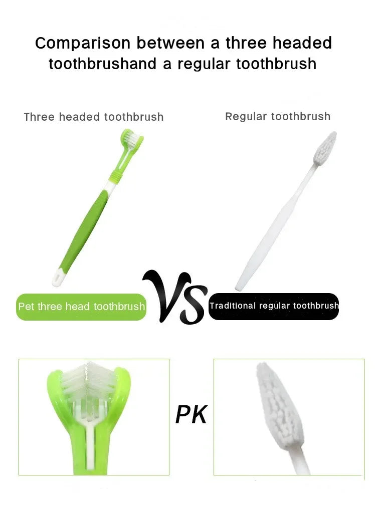 3-Sided Pet Toothbrush for Dogs & Cats, Dental Cleaning Tool for Bad Breath & Tartar Removal 3-Sided Pet Toothbrush for Dogs & Cats, Dental Cleaning Tool for Bad Breath & Tartar Removal