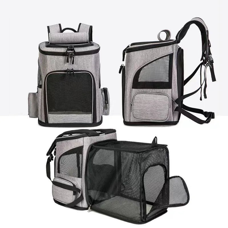 Breathable Foldable Pet Carrier Backpack, Expandable Travel Bag for Cats & Small Dogs Breathable Foldable Pet Carrier Backpack, Expandable Travel Bag for Cats & Small Dogs