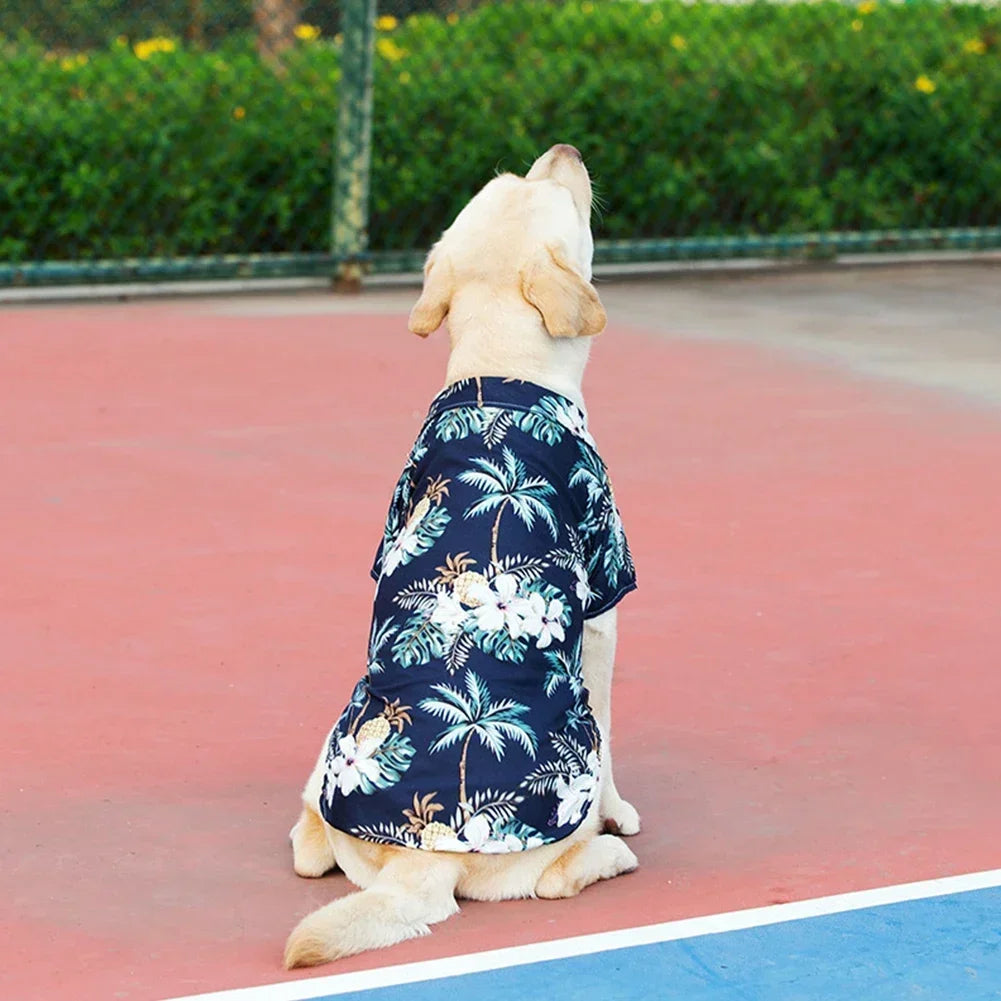 Hawaiian Style Summer T-Shirt for Medium & Large Dogs, XL–5XL Printed Pet Shirt Hawaiian Style Summer T-Shirt for Medium & Large Dogs, XL–5XL Printed Pet Shirt