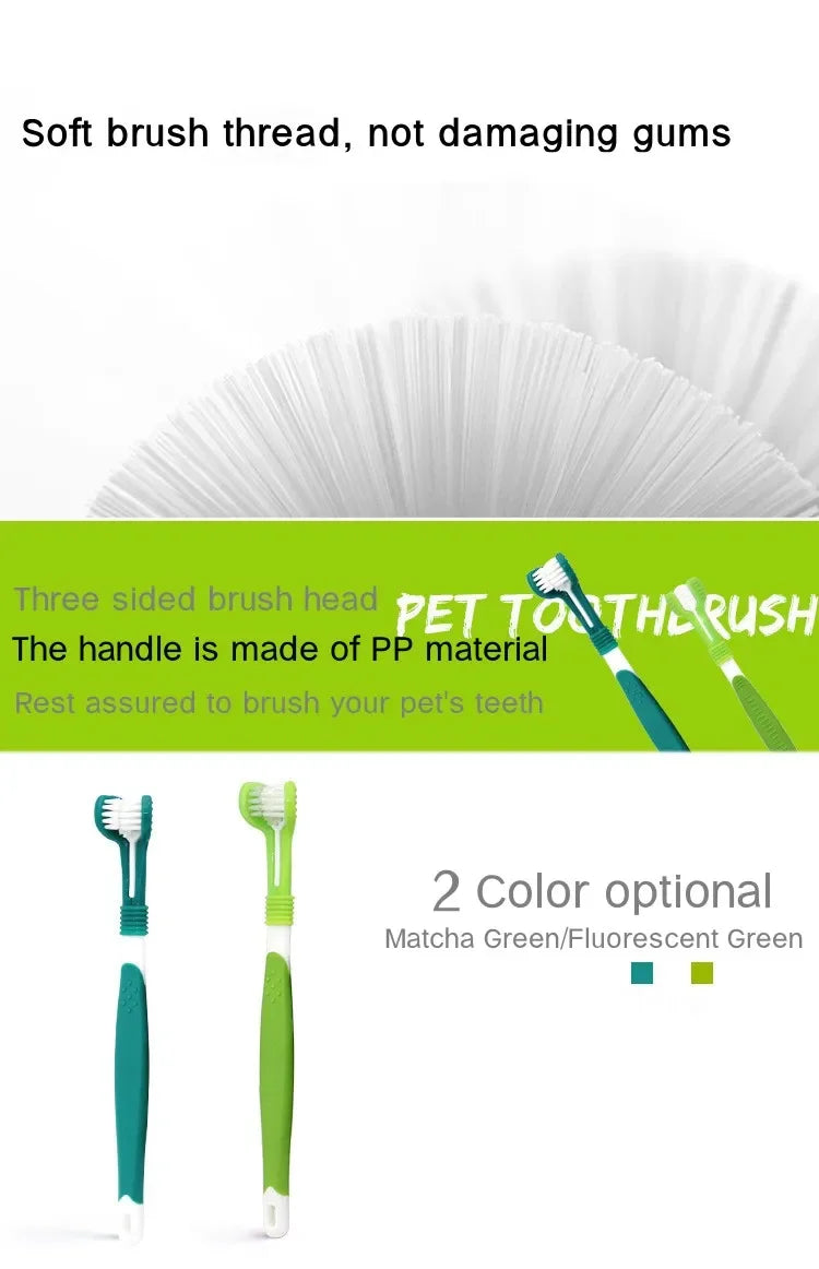 3-Sided Pet Toothbrush for Dogs & Cats, Dental Cleaning Tool for Bad Breath & Tartar Removal 3-Sided Pet Toothbrush for Dogs & Cats, Dental Cleaning Tool for Bad Breath & Tartar Removal