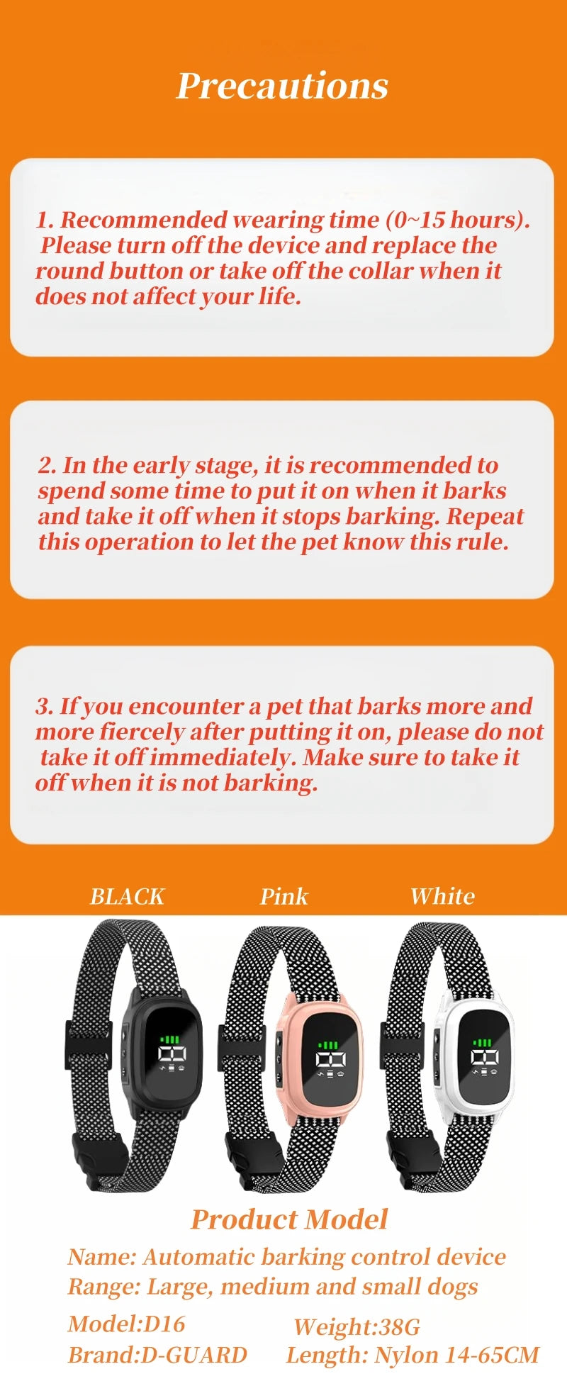 YHLC Automatic Anti-Bark Dog Collar, Rechargeable Electric Training Collar YHLC Automatic Anti-Bark Dog Collar, Rechargeable Electric Training Collar