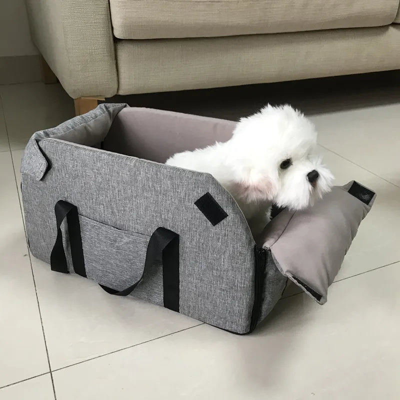 Portable Dog Car Seat Bed, Central Car Carrier for Small Dogs & Cats, Safety Travel Bag Portable Dog Car Seat Bed, Central Car Carrier for Small Dogs & Cats, Safety Travel Bag