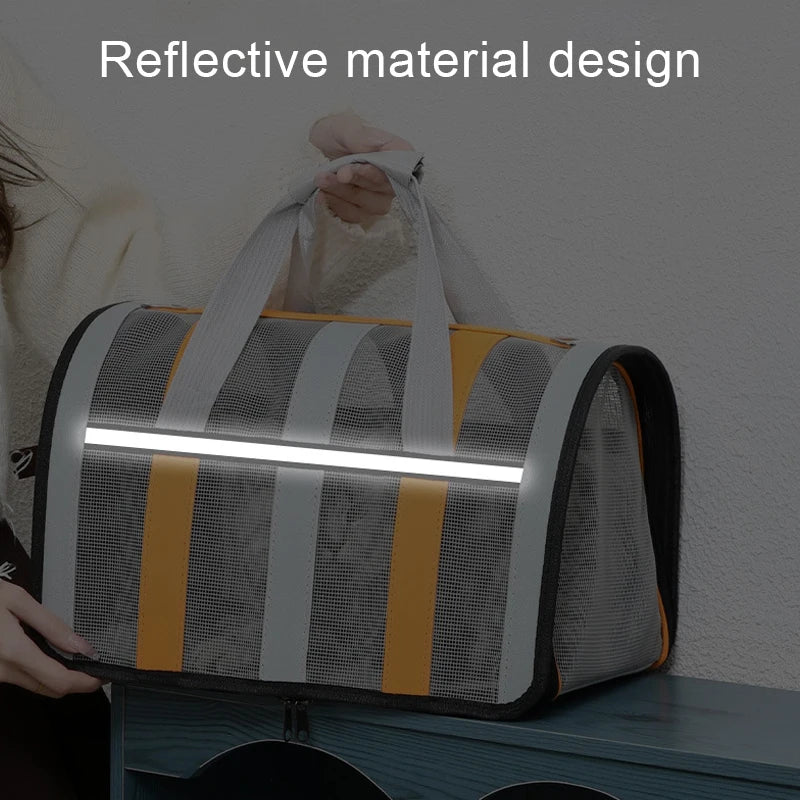 Foldable Portable Pet Carrying Handbag, Mesh Travel Cage for Small & Medium Dogs and Cats Foldable Portable Pet Carrying Handbag, Mesh Travel Cage for Small & Medium Dogs and Cats