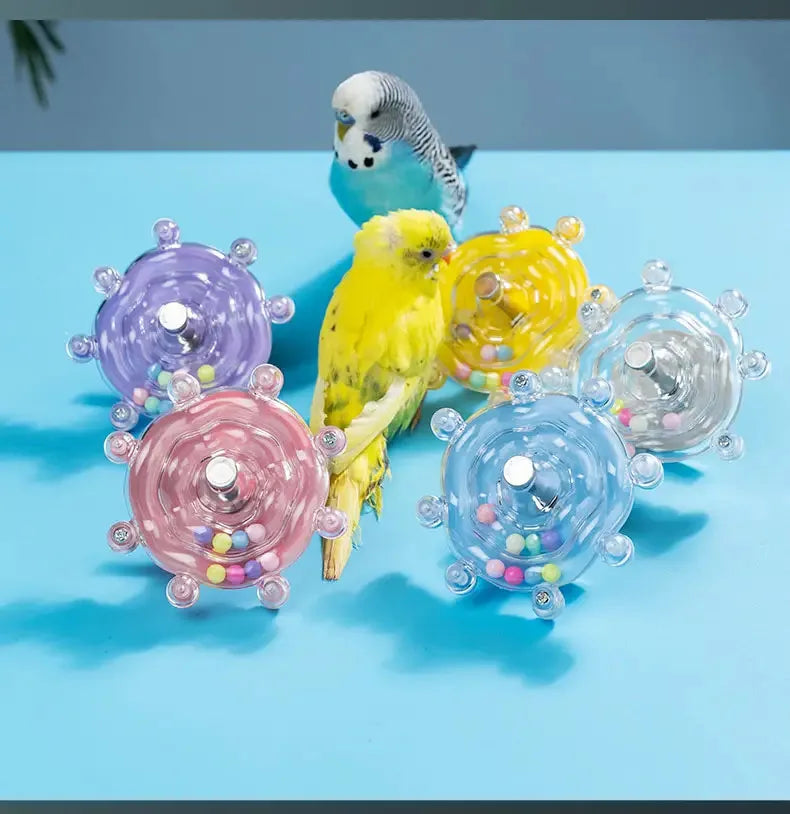 Interactive Rotating Parrot Treat Dispenser Toy — Bird Cage Mental Stimulation Toy Interactive Rotating Parrot Treat Dispenser Toy — Bird Cage Mental Stimulation Toy