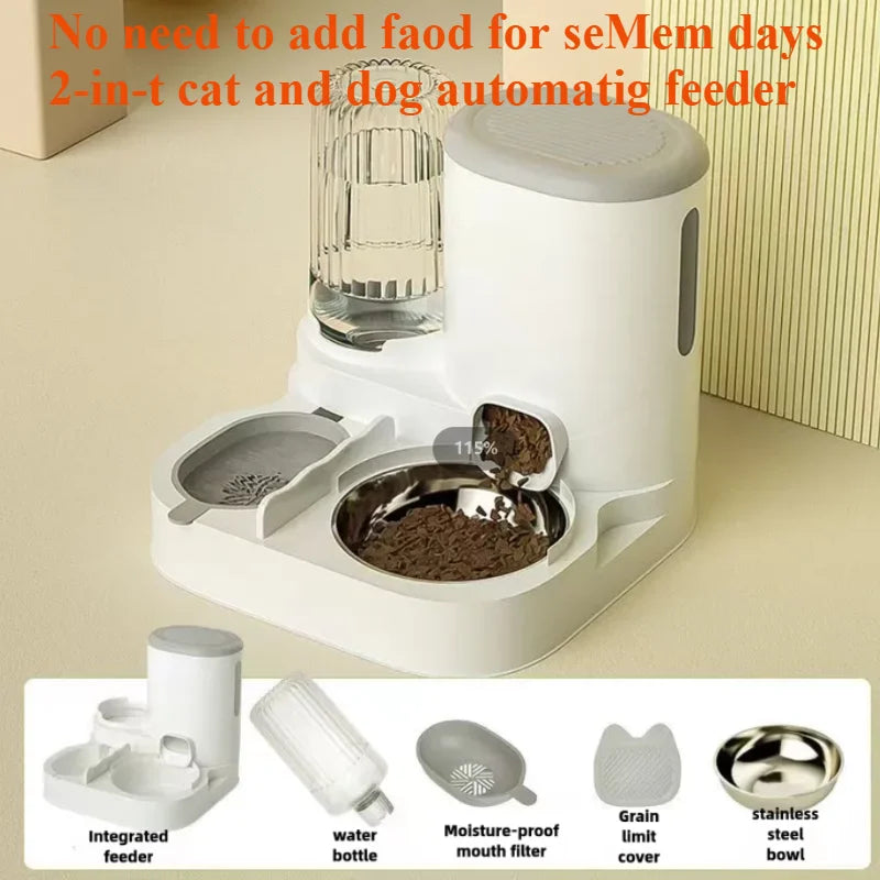 Automatic Pet Feeder and Water Dispenser – Integrated Food & Water Bowl for Cats and Dogs Automatic Pet Feeder and Water Dispenser – Integrated Food & Water Bowl for Cats and Dogs