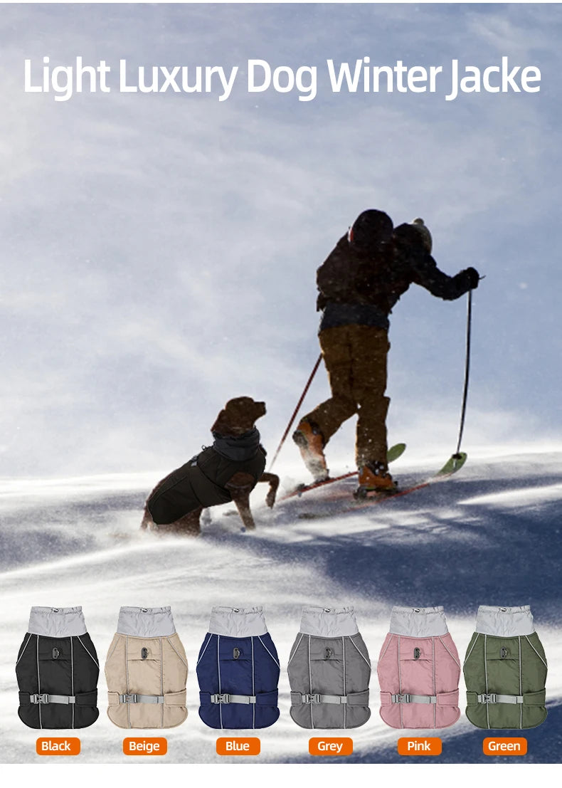 Luxury Winter Dog Jacket, Waterproof Padded Warm Coat with Reflective Safety Luxury Winter Dog Jacket, Waterproof Padded Warm Coat with Reflective Safety