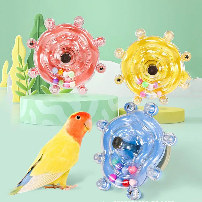 Interactive Rotating Parrot Treat Dispenser Toy — Bird Cage Mental Stimulation Toy Interactive Rotating Parrot Treat Dispenser Toy — Bird Cage Mental Stimulation Toy