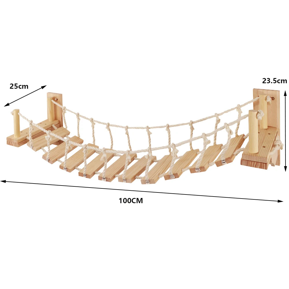 Wall-Mounted Cat Shelves Set with Hammock, Bridge, House & Scratching Post Wall-Mounted Cat Shelves Set with Hammock, Bridge, House & Scratching Post