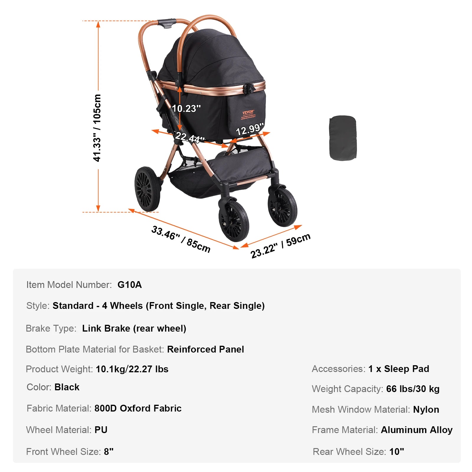 VEVOR Lightweight Pet Stroller, Foldable Carrier for Dogs & Cats with Brakes and Cup Holder VEVOR Lightweight Pet Stroller, Foldable Carrier for Dogs & Cats with Brakes and Cup Holder