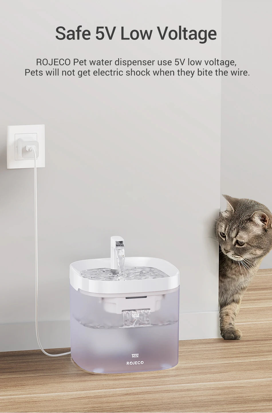 ROJECO Smart Automatic Pet Water Fountain with Recirculating Filter for Cats & Dogs ROJECO Smart Automatic Pet Water Fountain with Recirculating Filter for Cats & Dogs
