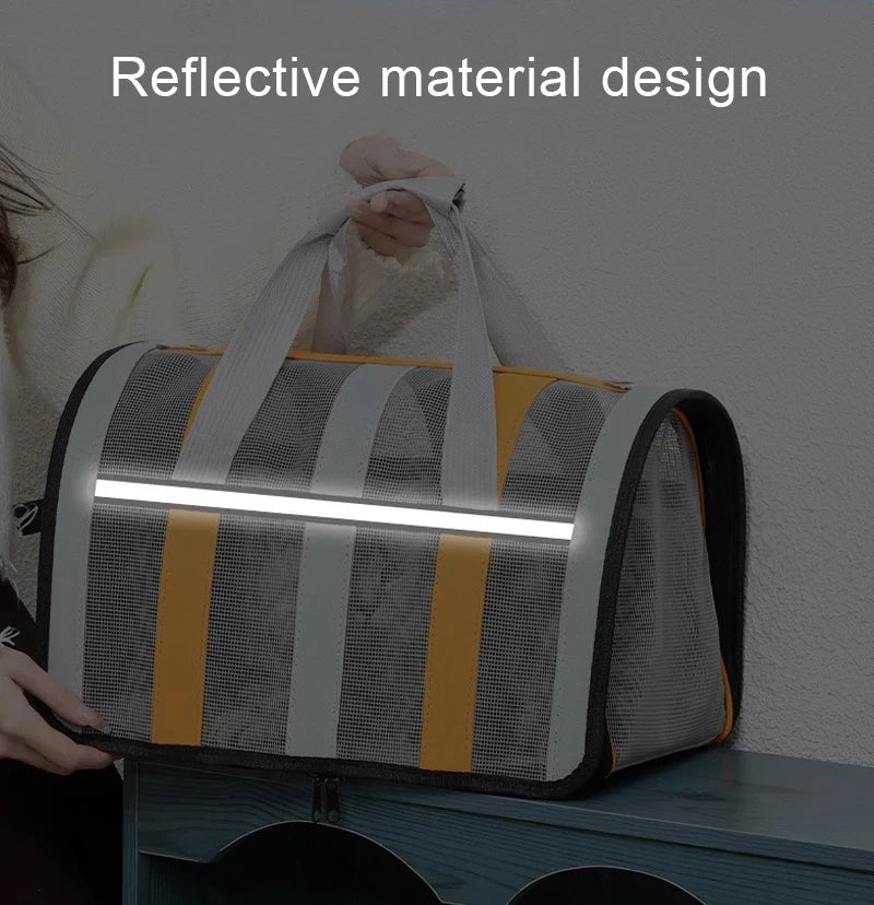 Foldable Portable Pet Carrying Handbag, Mesh Travel Cage for Small & Medium Dogs and Cats Foldable Portable Pet Carrying Handbag, Mesh Travel Cage for Small & Medium Dogs and Cats