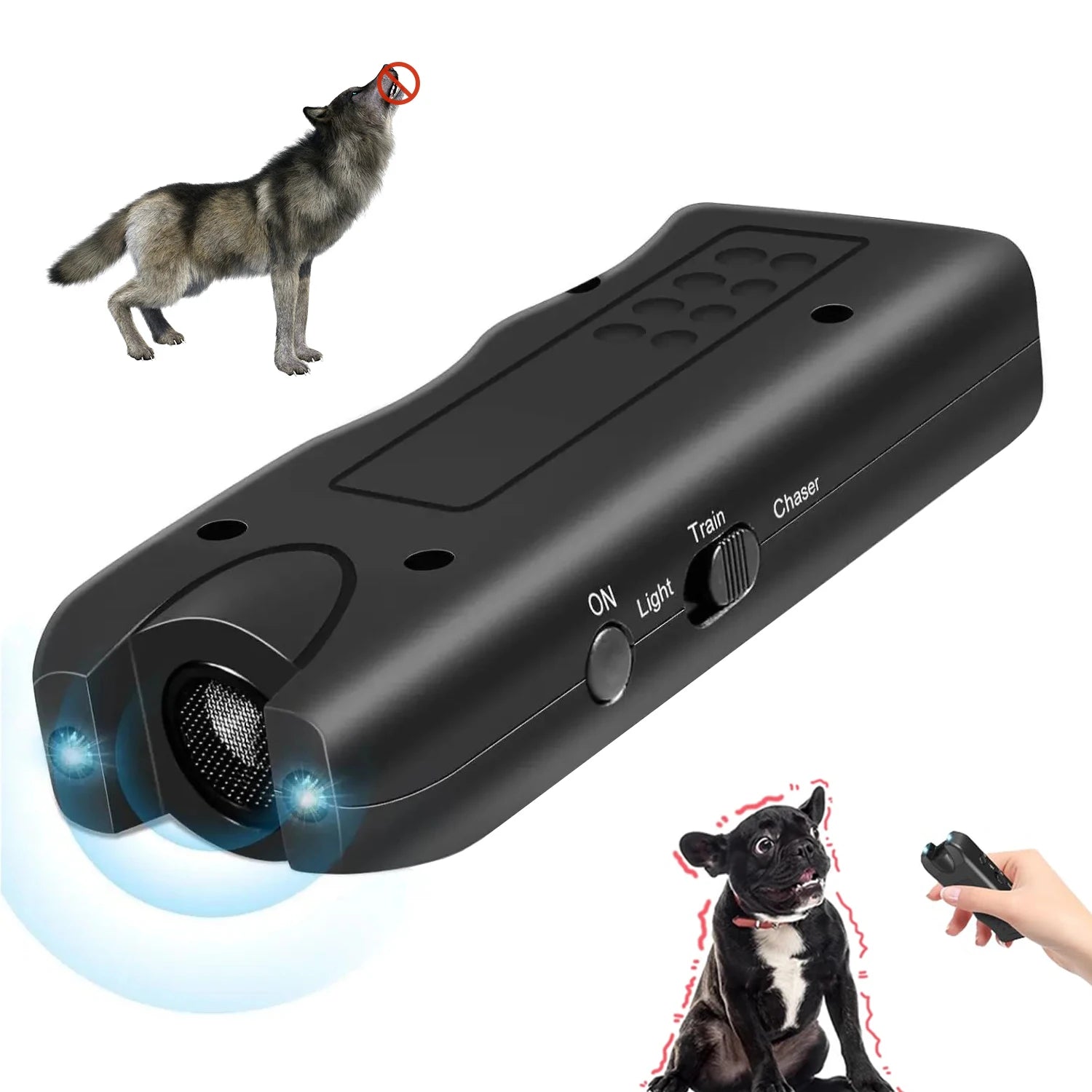 3-in-1 Portable Ultrasonic Dog Repeller & Anti-Barking Training Device with LED 3-in-1 Portable Ultrasonic Dog Repeller & Anti-Barking Training Device with LED