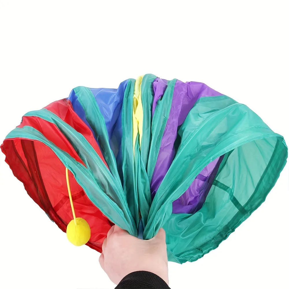 Foldable Cat Tunnel Toy, Indoor S-Type Play Tunnel with Crinkle Paper for Cats & Kittens Foldable Cat Tunnel Toy, Indoor S-Type Play Tunnel with Crinkle Paper for Cats & Kittens