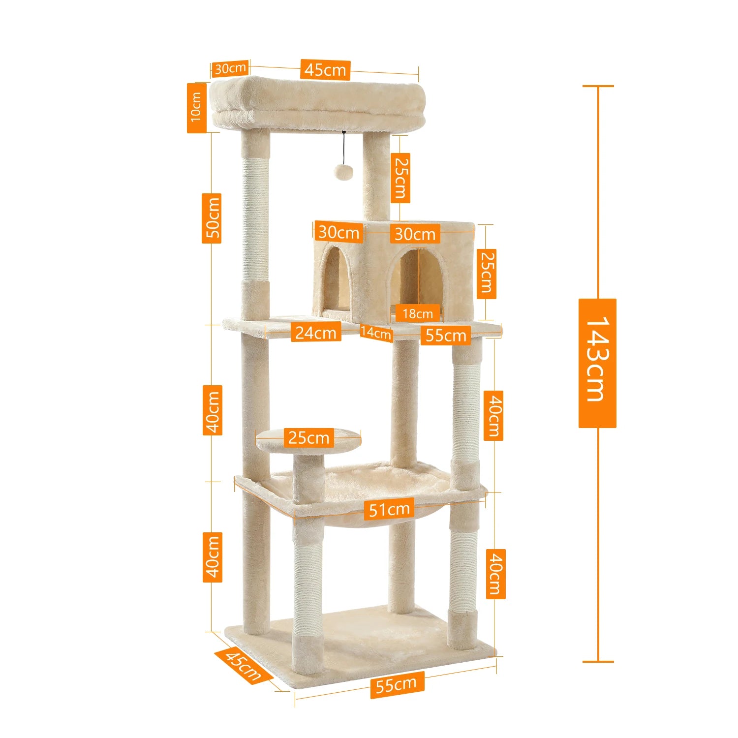 5-Level Cat Tree Tower for Large Cats with Hammock, Condo & Scratching Posts 5-Level Cat Tree Tower for Large Cats with Hammock, Condo & Scratching Posts