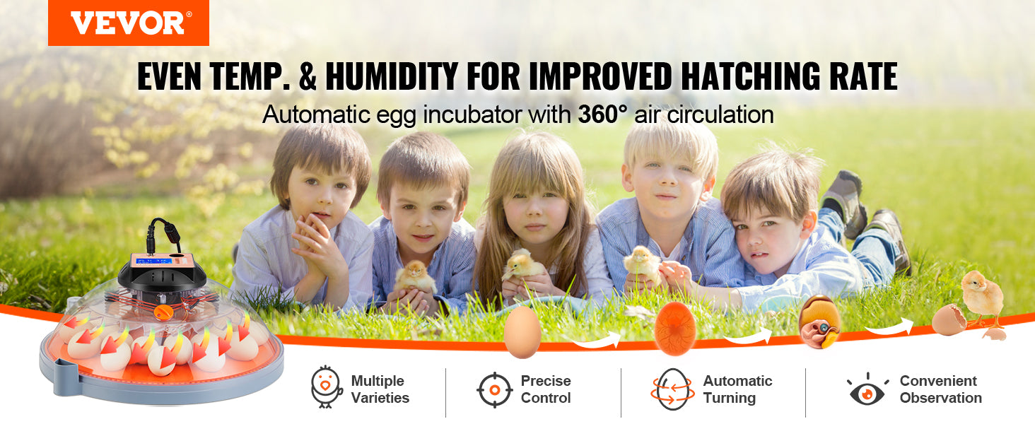 VEVOR 12/24/48 Egg Automatic Poultry Incubator with Temperature & Humidity Control VEVOR 12/24/48 Egg Automatic Poultry Incubator with Temperature & Humidity Control
