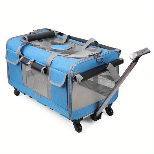 Extra Large Foldable Pet Trolley Case, Detachable Travel Carrier Bag for Dogs & Cats