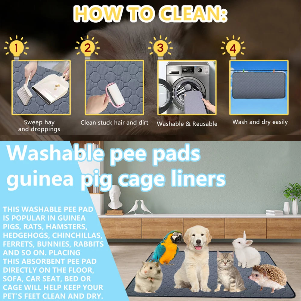 Washable Non-Slip Cage Lining & Urinary Pad for Guinea Pigs and Small Pets