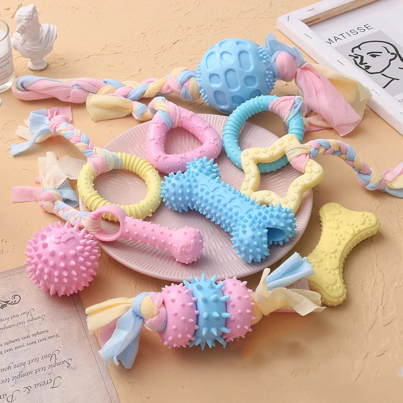 TPR Knot Dog Chew Toy – Teeth Cleaning & Interactive Toy for Small Dogs