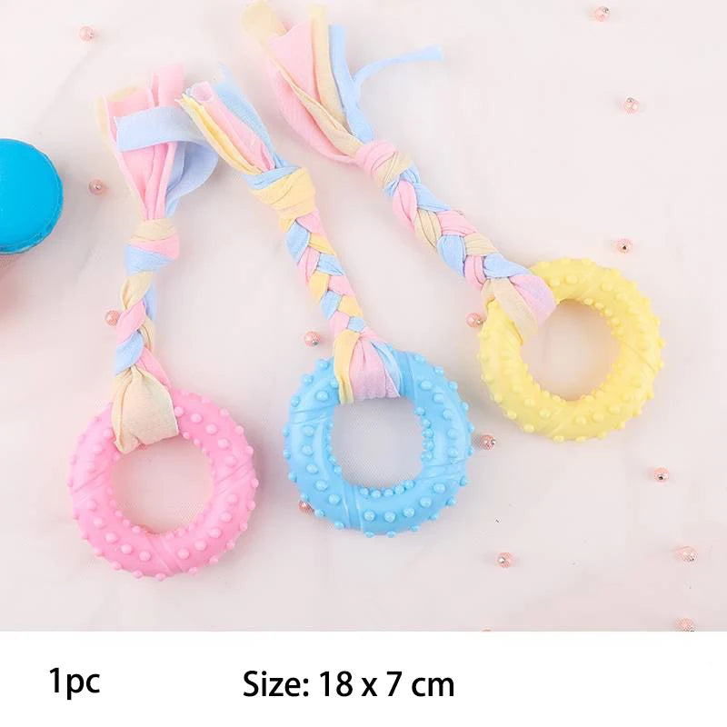 TPR Knot Dog Chew Toy – Teeth Cleaning & Interactive Toy for Small Dogs
