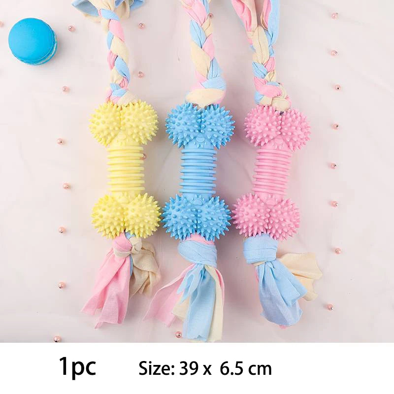 TPR Knot Dog Chew Toy – Teeth Cleaning & Interactive Toy for Small Dogs