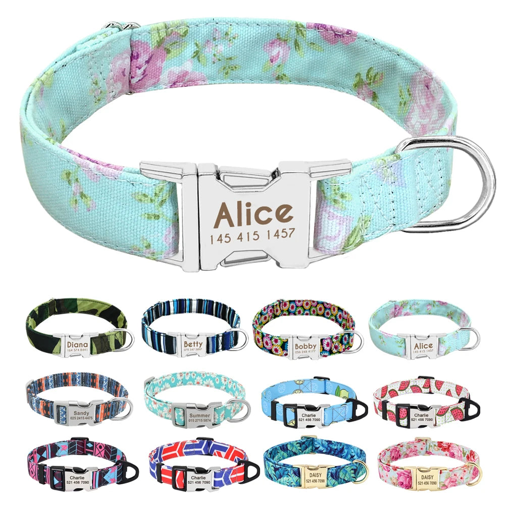 Personalized Nylon Dog Collar with Free Engraved ID Tag