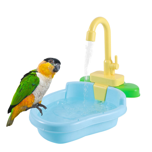 Parrot Perch & Shower Bath Basin — Bird Bath Accessory for Cages