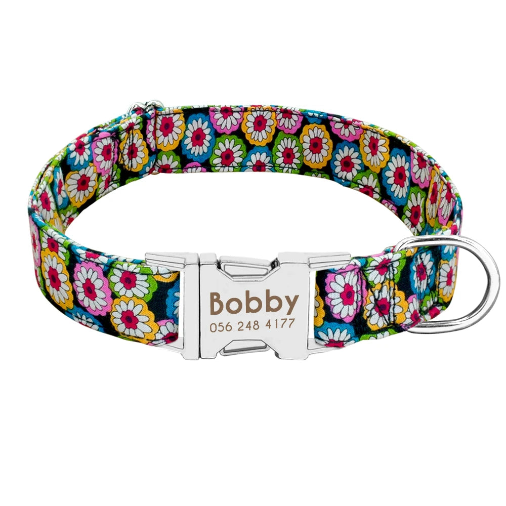 Personalized Nylon Dog Collar with Free Engraved ID Tag