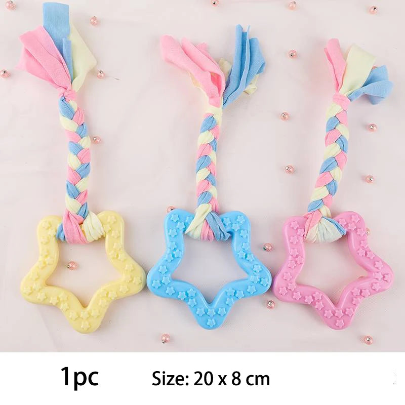 TPR Knot Dog Chew Toy – Teeth Cleaning & Interactive Toy for Small Dogs