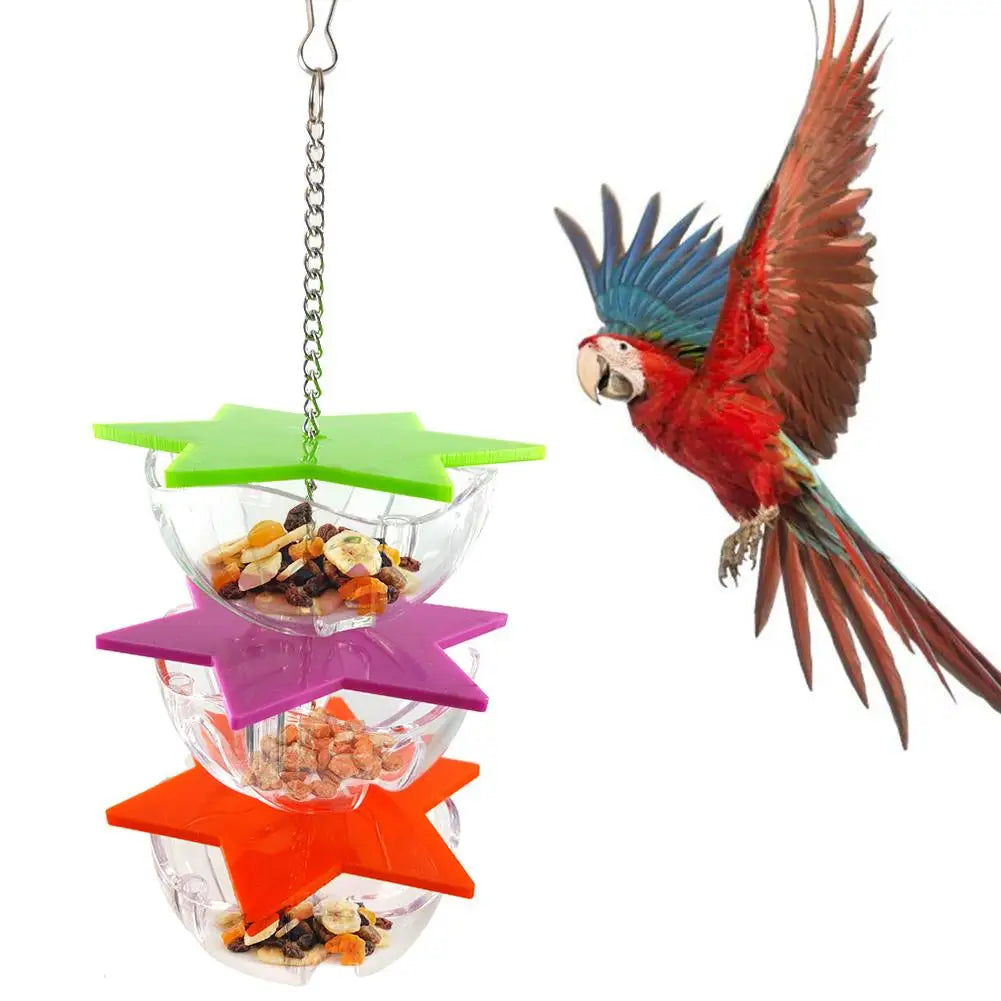 Acrylic Multi-Layer Hexagonal Bird Foraging Toy