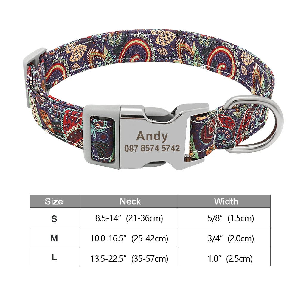 Personalized Nylon Dog Collar with Free Engraved ID Tag