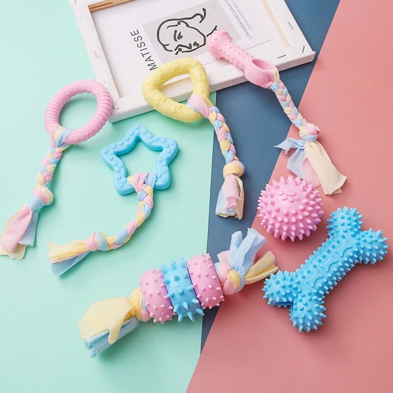TPR Knot Dog Chew Toy – Teeth Cleaning & Interactive Toy for Small Dogs