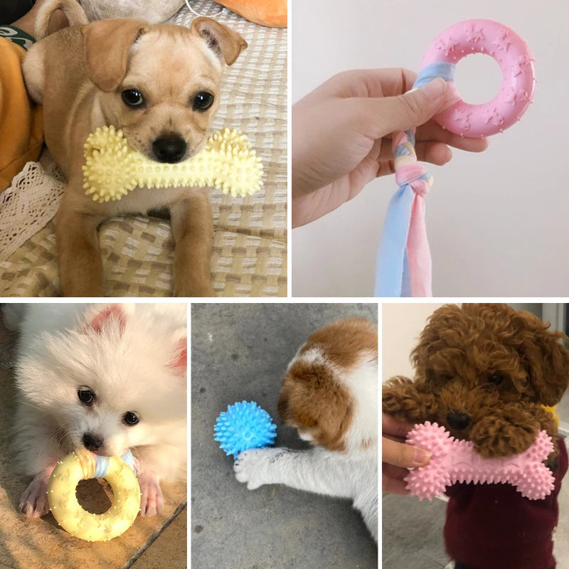 TPR Knot Dog Chew Toy – Teeth Cleaning & Interactive Toy for Small Dogs