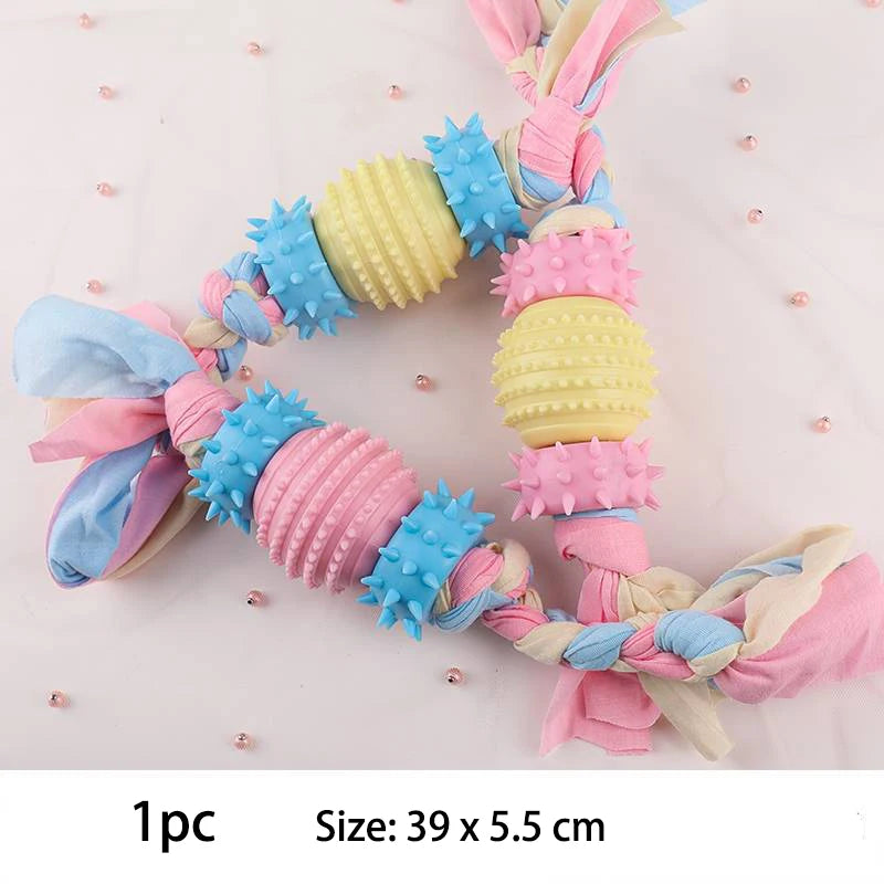 TPR Knot Dog Chew Toy – Teeth Cleaning & Interactive Toy for Small Dogs
