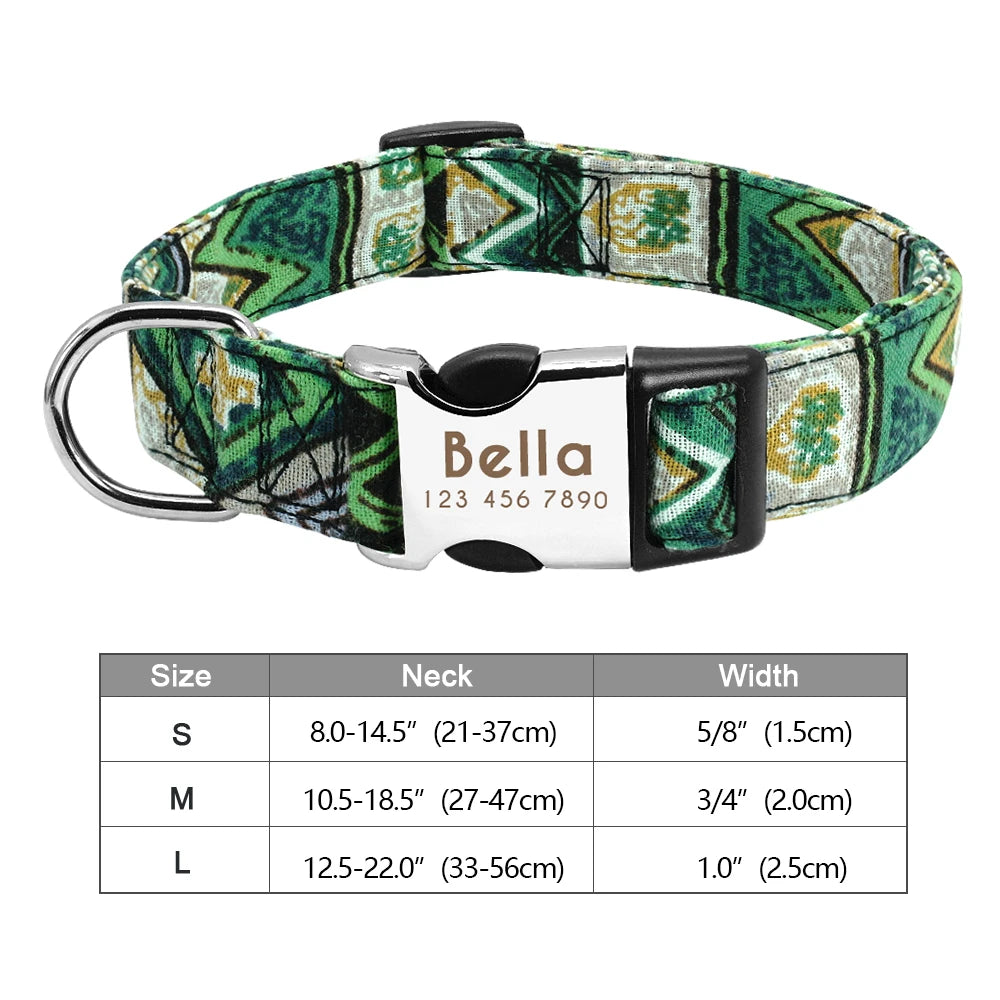 Personalized Nylon Dog Collar with Free Engraved ID Tag