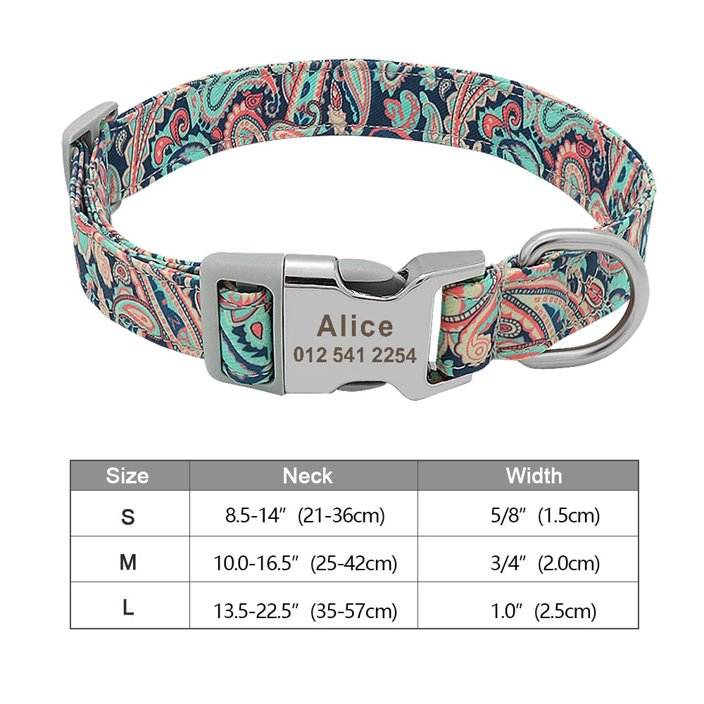 Personalized Nylon Dog Collar with Free Engraved ID Tag